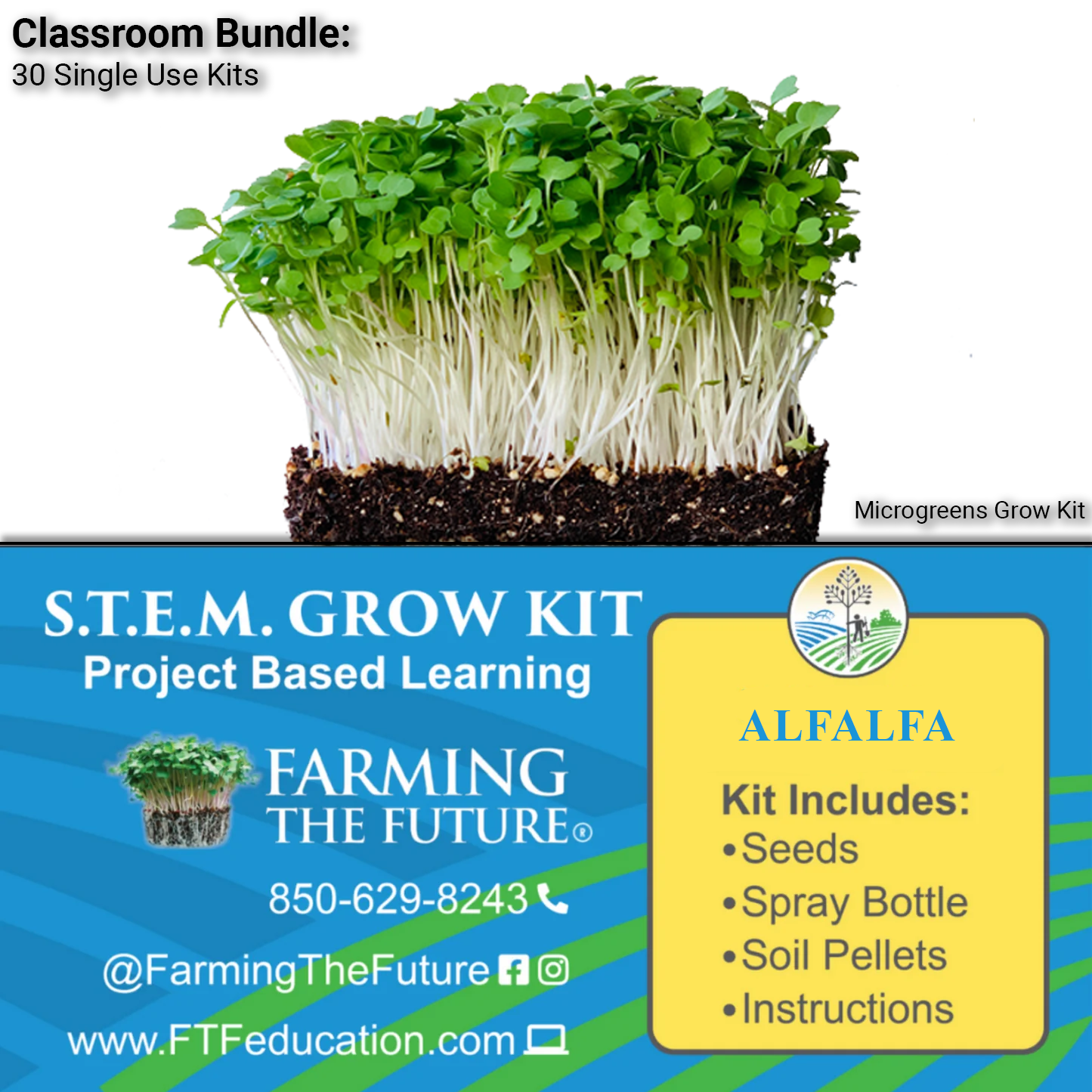 K-12 STEM Student Alfalfa Microgreen Kit - Classroom Bundle