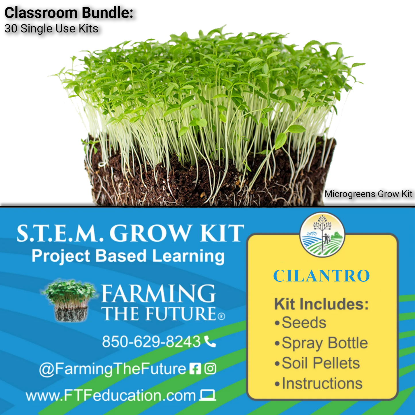 K-12 STEM Student Cilantro Microgreen Kit - Classroom Bundle