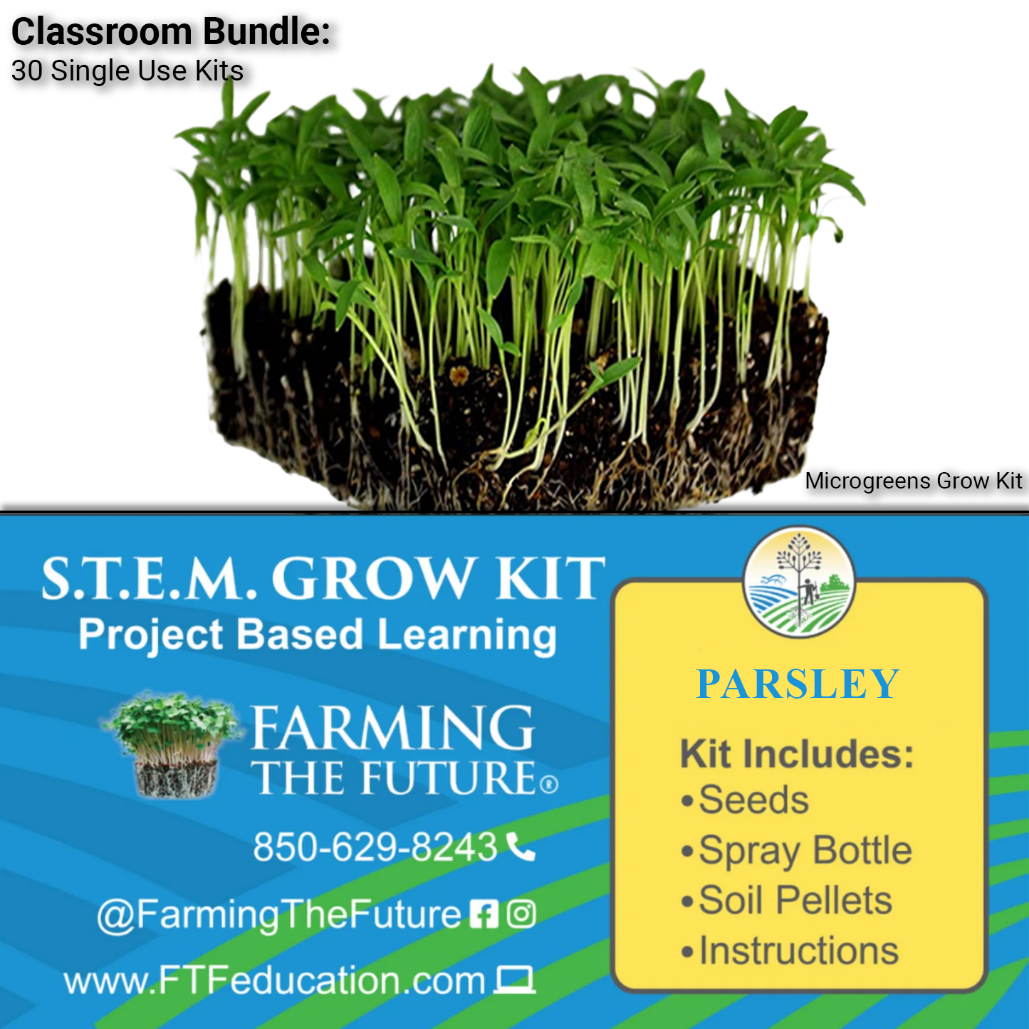 K-12 STEM Student Parsley Microgreen Kit - Classroom Bundle