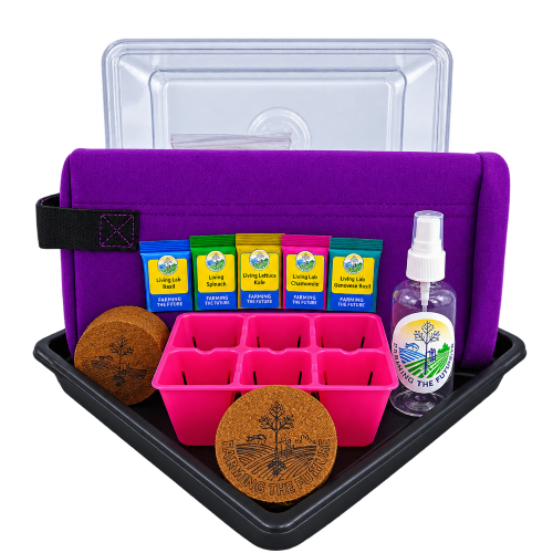 Grow a self contained tea garden with Farming the Future in a fabric grow bag planter which holds a mixed garden of green plants, including lemon balm, Mint,  chamomile  and Calendula.
