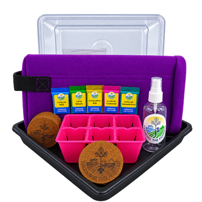 Grow a self contained tea garden with Farming the Future in a fabric grow bag planter which holds a mixed garden of green plants, including lemon balm, Mint,  chamomile  and Calendula.